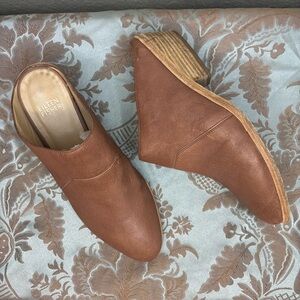 Eileen Fisher Brown Leather Heeled Mules Size 7.5